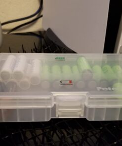 Foto&Tech AA AAA Battery Storage Box, Rechargeable Battery Storage Case Battery Holder Organizer Box Holds 46AA or 64AAA with Hinged Lid Charge Reminder Marking Non-Slip Bottom Sturdy Plastic Clear 21 61FqXE 1flL 3