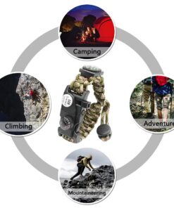 NVioAsport 20 in 1 Survival Paracord Bracelet Adjustable Gear Kit with SOS LED Light, Fire Starter, Bigger Compass, Survival Whistle, Perfect for Camping, Hiking, Fishing Army Green Camo 1PC 13 61FqoV8jhLL