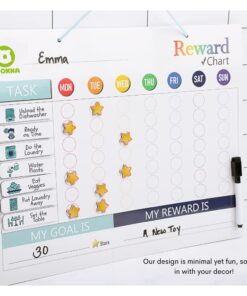 Magnetic Behavior Chore Chart for Kids at Home - Gift Reward Visual Schedule Chart by QUOKKA - Dry and Erase Routine and Responsibility - Use 99 Magnets, Markers, Stickers - from Toddlers to Teens Original 23 61FrkKy 2hL