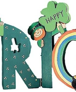 Happy St. Patrick's Wooden Screen Sign - hinged, Wood and Hand Painted - Shamrocks, Leprechauns, and Rainbows - St. Patrick's Day Tabletop Home Decor 14 61Fs7GnWf L