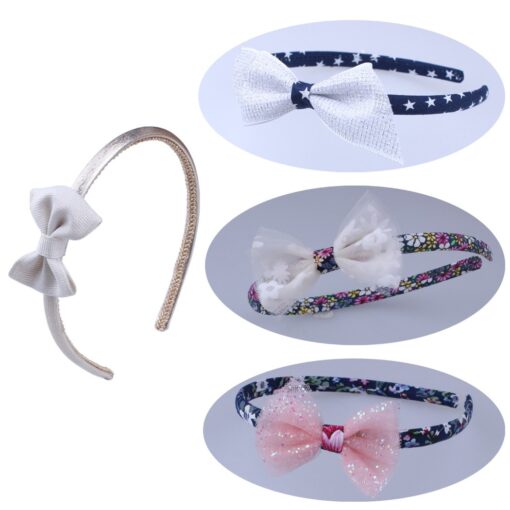 Baby Toddler Girls Hair Accessories Plastic Headbands With Flower Ribbon Boutique Bows Mixed Set StyleA