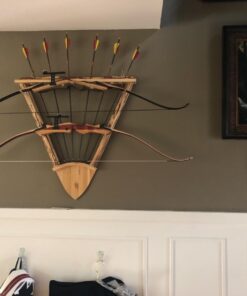Rush Creek Creations Rustic 2 Compound Bow - 12 Arrow Wall Storage Rack - 5 Minute Assembly - Handcrafted , 31.5” L x 5” W x 32.75” H 34 61Ft8f0tL5L
