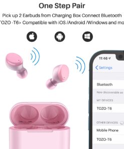 TOZO T6 True Wireless Earbuds Bluetooth 5.3 Headphones Touch Control with Wireless Charging Case IPX8 Waterproof Stereo Earphones in-Ear Built-in Mic Headset Premium Deep Bass Rose Gold Classic Edition 42 61FtvDPxJDL