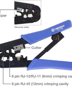 TRENDnet Crimping Tool, Crimp, Cut, And Strip Tool, For Any Ethernet or Telephone Cable, Built-In Cutter And Stripper, 8P-RJ-45 And 6P-RJ-12, RJ-11, All Steel Construction, Black, TC-CT68 26 61FugvkBX1L
