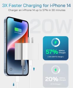 Alternative view of Fast Charger for i Phone 14/13/12/11 [MFi Certified] - 20W USB C Wall Charger Block Fast Charging with 6Ft Charger Cord Compatible with i Phone 14/13/12/11/X Series, i Pad & More [3Pack]