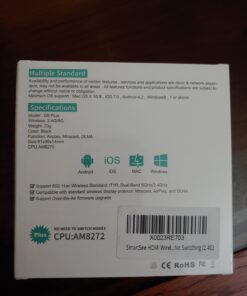 SmartSee HDMI Wireless Display Receiver WiFi 4K 1080P Mobile Screen Cast Mirroring Adapter Dongle for iPhone Mac iOS Android to TV Projector Support Miracast Airplay DLNA No Switching (2.4G) 26 61FxBKVL0L