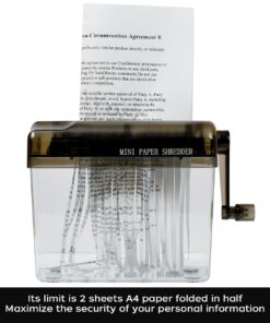 JIKIOU Mini Hand Shredder Portable Paper Shredder Manual Shredder Documents Paper Cutting Tool Home Office Desktop Stationery Black Mini Black-Half A4 9 61Fxgz0LsBL