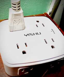 6 Ft Surge Protector Power Strip - 8 Widely Outlets with 4 USB Ports, 3 Side Outlet Extender with 6 Feet Extension Cord, Flat Plug, Wall Mount, Desk USB Charging Station, ETL,White 6 Ft 31 61Fy9sXVs L