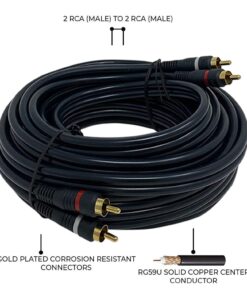 iMBAPrice 2RCA Male to 2RCA Male Home Theater Audio Cable - 50 Feet - Black 2-RCA to 2-RCA 8 61FzEHF18pL