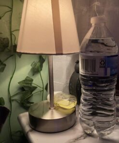 Simple Designs LT2013-WHT Mini Basic Sand Nickel Table Lamp with Fabric Shade, White 23 61G fZpa55L