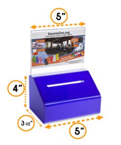 Acrylic Heavy Duty Donation/Ballot Box with Lock and Sign Holder Blue 1 Pack 7 61G wmSvJrL