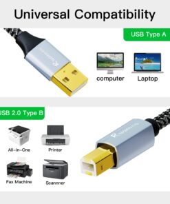 Ruaeoda Printer Cable 100 ft,Long USB Printer Cable Cord USB 2.0 Type A Male to B Male Printer Scanner USB B Cable Compatible with HP, Canon,Epson, Lexmark, Dell, Xerox, Samsung Etc 15 Meter - Gen3 100Ft 12 61G0i1ERVtL