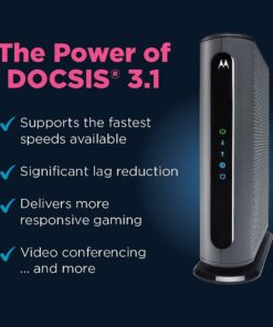 Motorola MB8600 DOCSIS 3.1 Cable Modem - Approved for Comcast Xfinity, Cox, and Charter Spectrum, Supports Cable Plans up to 1000 Mbps | 1 Gbps Ethernet Port DOCSIS 3.1 (1 Gbps Ethernet Port) 28 61G1JCJB3 L