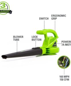 Alternative view of Greenworks 7 Amp 160 MPH/150 CFM Single Speed Electric Blower, 24012