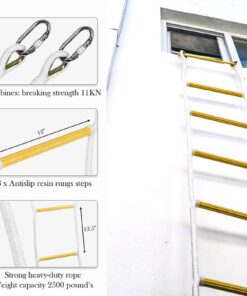 ISOP Outdoor Climbing Rope Ladder - Compact Portable Safety Rope Ladders - Hanging Rope with Hooks for Teens & Adults - Exercise Rope Ladder for Swing Set & Tree House 15 ft 11 61G1gL1PVBL 1