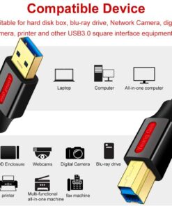 Yeung Qee USB 3.0 Cable A Male to B Male 1.5 ft,Superspeed USB 3.0 Type A to B Male Cable Compatible with Printers,Docking Station,External Hard Drivers,Scanner,USB Hub and More Devices (1.5FT/0.5M) 1.5FT/0.5M 9 61G2tNvuj4L