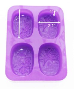 X-Haibei Love Life Rose SOAP Rectangular Lotion Bar Silicone Flower Mold 4 Cavity Soap Making Mold Supplies 3oz per Cell 14 61G4V24PRCL