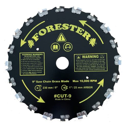 FORESTER 9” Chainsaw Brush Cutter Blade – 20 Tooth Circular Trimmer Saw Blade - for Trimming Trees, Clearing Underbrush, Cutting String, Weeds and Bush 9" (20 Tooth) Original version