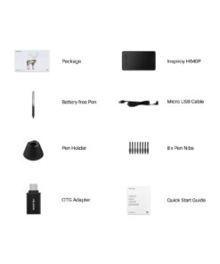 Drawing Tablet HUION Inspiroy H640P Graphics Tablet with Battery-Free Stylus 8192 Pressure Sensitivity 6 Hot Keys, 6 x 4inch Drawing Pad for Digital Art, Design & Animation, Work with Mac, PC & Mobile 35 61G99HAUcIL 3