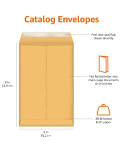 Amazon Basics Catalog Mailing Envelopes, Peel & Seal, 6x9 Inch, Brown Kraft, 100-Pack 6 x 9 34 61GA8yeCzKL