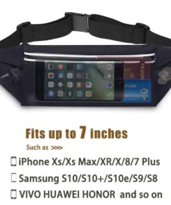 GEARWEAR Running Waist Belt Fanny Pack Phone Holder for iPhone XR XS MAX 8 Plus Runner Pouch Bag Men Women for Workout Walking Fitness Exercise Gym Athletes Hiking BLACK/ 27"-45" 15 61GB1jGingL
