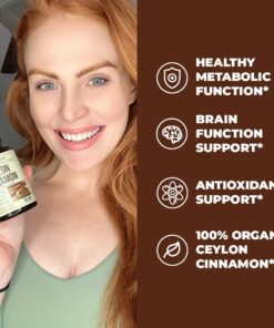 Organic Ceylon Cinnamon Capsules - Ceylon True Cinnamon Supplements (Canela de Ceylan) for Inflammation Balance, Cognitive Function, Metabolic, Antioxidant Support. Non-GMO. Vegan. 60 Caps Made in USA 25 61GEVdZo2vL