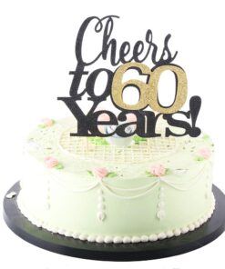 LVEUD Black Font Golden Numbers Cheers to 60 Years Happy Birthday Cake Topper -Wedding,Anniversary,Birthday Party Decorations (60th) 16 61GGC1ZAjUL
