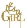 All About Details Silver It's-a-girl Cake Topper, 1pc, baby shower cake topper, Party Decor, baby shower decoration, Glitter Topper (Gold) Gold 14 61GHgKYW3wL