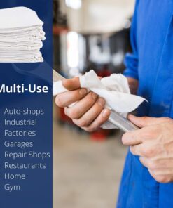 Linteum Textile (100-Pack, 14x14 in, White) AUTO Shop Towel, 100% Cotton Commercial Grade Rags, Ideal for Auto-Mechanic Cleaning & Detailing 8 61GJi0XsM S