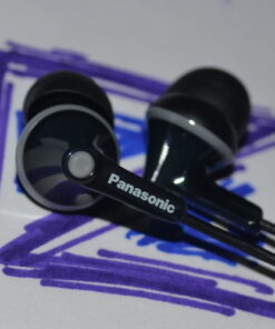 Panasonic ErgoFit Wired Earbuds, In-Ear Headphones with Microphone and Call Controller, Ergonomic Custom-Fit Earpieces (S/M/L), 3.5mm Jack for Phones and Laptops - RP-TCM125-K (Black) Black With Mic 67 61GM0JaErFL