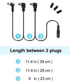 Mr.Power Guitar Effects Power Supply Adapter 9V DC 1A (1000mA) with Daisy Chain Cord Cable Free Insulated Cap (9V Adapter + 3 Way Cable) 9V Adapter + 3 Way Cable 15 61GMLH1058L