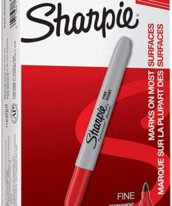 Sharpie 30002 Fine Point Permanent Marker, Marks On Paper and Plastic, Resist Fading and Water, AP Certified, Red Color, Pack Of 2 Boxes Of 12 Markers 13 61GO6K8Y9L