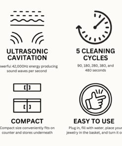 GemOro Sparkle Spa Pro | Personal Ultrasonic Jewelry Cleaner 5 User-Programmable Timed Cleaning Cycles | Professional Performance Machine with Digital Timer for Rings Watches Glasses Earrings (Black) Black 12 61GOHB9XoQL