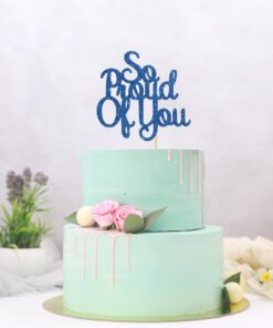 So Proud of You Cake Topper - Senior Graduation Party Decorations - High School College Graduation Cake Topper - Congrats Grad Party Decorations Supplies (Blue) 15 61GOqu45zPL