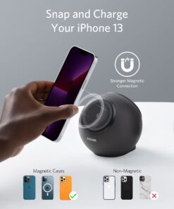 Anker Magnetic Desktop Charging Station(MagGo), 637 Wireless Charger for iPhone13/12, 8-in-1 Power Strip with 3 AC,2 USB A,and 2 C,Max 65W Delivery Accessory MacBook Pro Interstellar Gray 18 61GQ1C SF6L