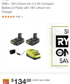 Ryobi P118 Lithium Ion Dual Chemistry Battery Charger for One+ 18 Volt Batteries (Battery Not Included / Charger Only) 5 61GR3fqWTxL
