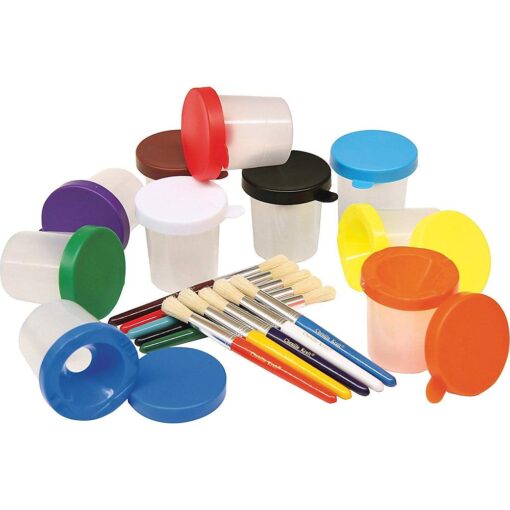 Creativity Street Color-Coordinated Painting Set Craft Kit, 7.25" Brushes, 3" Dia. Cups, Assorted, 20 per