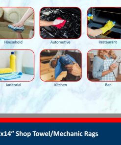 Sara Glove 14x14 Inch Shop Towel/Cleaning Mechanic Rags - 100% Cotton Commercial Towels, Perfect for Automotive Garage, Kitchen, Home (White) (500 Count) 500 White 7 61GSkA5N 7L