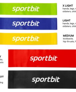 Sportbit Exercise Resistance Bands Set of 5 + Bag | Best Elastic Resistance Loop Bands for Stretching, Yoga, Physical Therapy, Workout, Home Fitness and Sport 24 61GTy4tNAWL