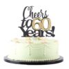 LVEUD Black Font Golden Numbers Cheers to 60 Years Happy Birthday Cake Topper -Wedding,Anniversary,Birthday Party Decorations (60th) 10 61GVnv7zI6L