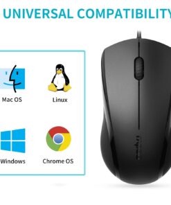 Rapoo Silent Wired Mouse, 1000 DPI 5ft Cord Quiet Button Optical Computer Mouse, Left Right Hand Use, for Laptop Chromebook Mac Notebook, Matte Black 17 61GXTz0PDoL