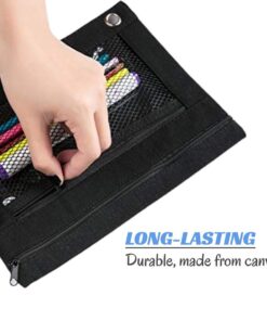 1InTheOffice Pencil Pouch 3 Ring, Black, Pencil Pouch For 3 Ring Binder 2 Pack (Canvas Black) Canvas Black 17 61GYVDQ cpL
