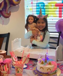 Badger Basket Toy Doll Bed with White Bedding and Personalization Kit for 20 inch Dolls - White Rose 41 61GZwbxYeL