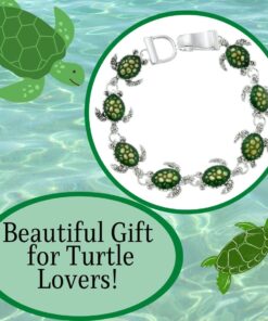 PammyJ Green Sea Turtle Bracelet Silvertone 9 61GaON47tnL