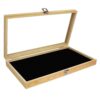 MOOCA Wooden Jewelry Display Case, Jewelry Organizer Case with Tempered Glass Top Lid & Removable Black Velvet Pad, Natural Wood Color 8 61GcKhgtc2L
