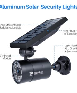 DrawGreen Solar Motion Sensor Light Outdoor of 2, 1400-Lumen 9-Watt(110W Equ.) LED Spotlight, Aluminum Solar Flood Security Emergency Lights for Driveway Patio Garden, 100-Week 100% Free Replacement Black 13 61GeWChiPL