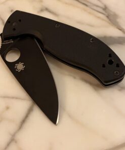 Spyderco Tenacious Folding Utility Pocket Knife with 3.39" Black Stainless Steel Blade and Durable G-10 Handle - Everyday Carry - PlainEdge - C122GBBKP 51 61Gf 47phL