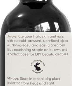 Viva Naturals Jojoba Oil Organic Cold Pressed Unrefined - 100% Pure Jojoba Oil for Skin, Natural Face Moisturizer and Hair Moisturizer, USDA Certified Organic Face Oil for Skin Care DIY, 4 fl. oz 4 Fl Oz (Pack of 1) 38 61Gg6arZpL