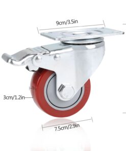 COOCHEER Casters, 3'' Heavy Duty Casters, Load 1200lbs, Lockable Bearing Caster Wheels with Brakes, 360-degree Top Plate Swivel Casters for Furniture and Workbench, Casters Set of 4, Red (Free Screws) 23 61GhUL8uO2L