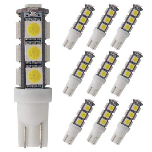 GRV T10 921 194 13-5050 SMD Wedge LED Bulb Lamp Super Bright Cool White DC 12V Pack of 10 10 Pcs